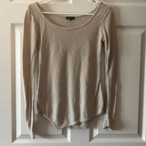 Express Cream Scoopneck Sweater Asymmetrical Hem